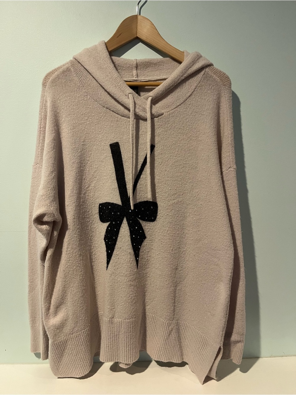 Victoria’s Secret Women’s Hooded Bow Pullover Pink Sweater, Size Small